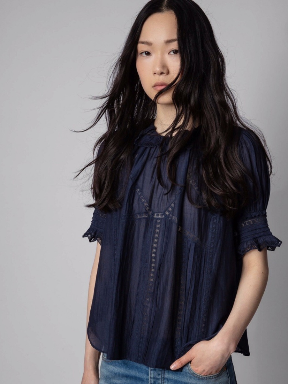 Zadig & Voltaire Tupele Collared Blouse Shirt Top | Size Large